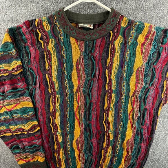 COOGI Australia Sweater Large Colorful Biggie Knit 3D Cotton Pullover Crew Men - Picture 1 of 16